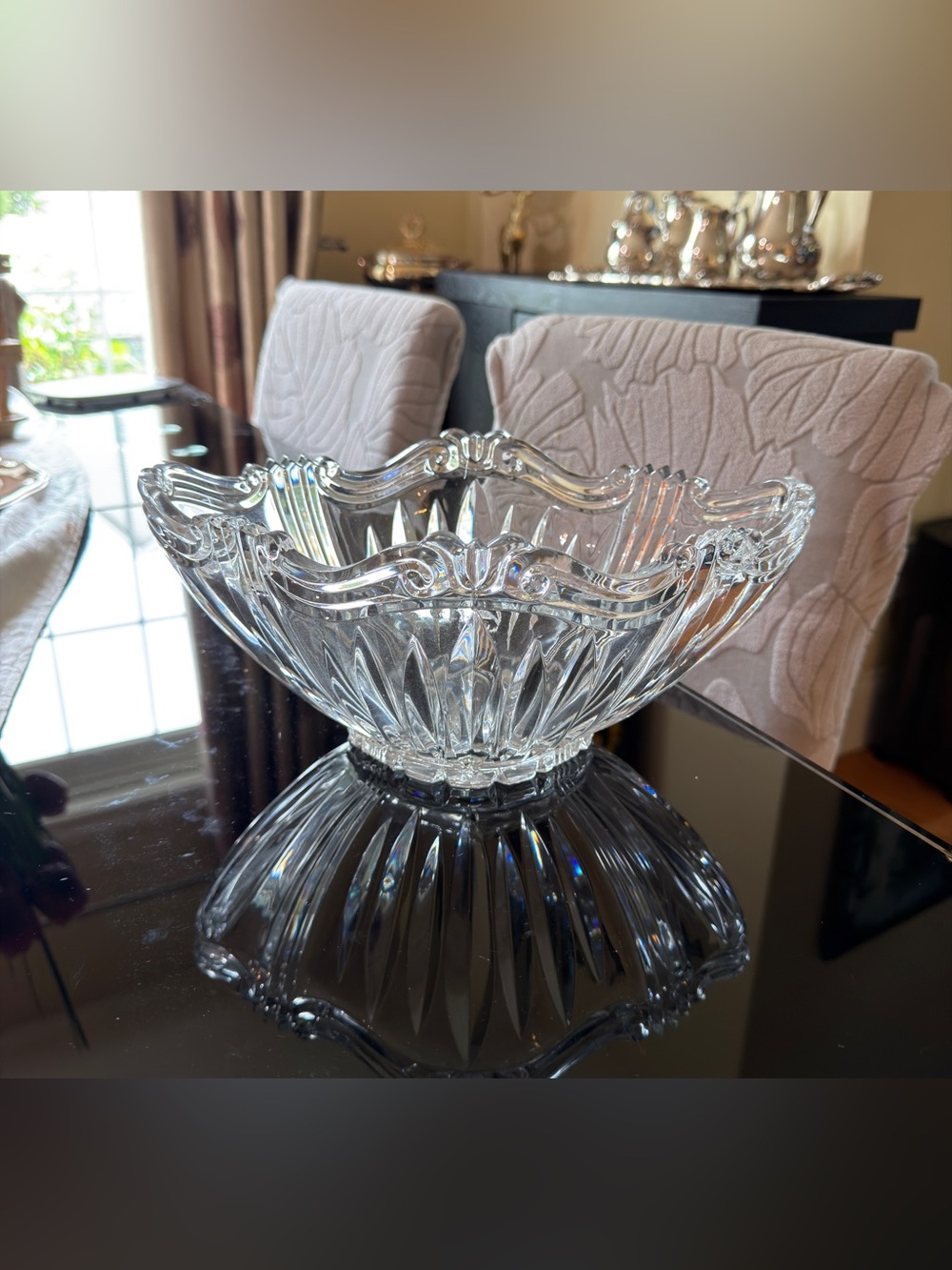 VTG Oneida Crystal Augustina Large 11.25" Oval Bowl Made in Germany - Excellent!